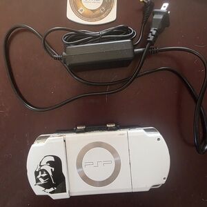 White PSP with Charger and Game